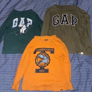 GAP Kids Dinosaur and Logo Long Sleeve Shirts - Green, Orange
